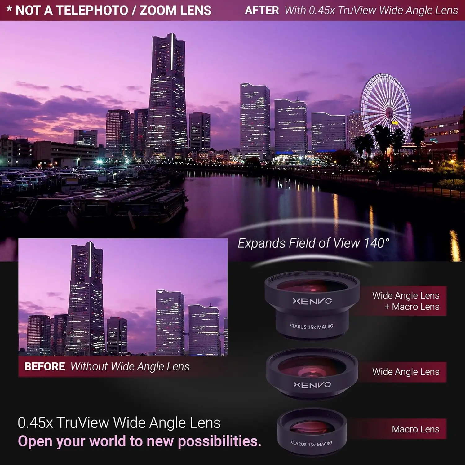 Xenvo Pro Lens Kit for iPhone and Android, Lens with LED Light and Travel Case Black - 81ZBU921RAL._AC_SL1500_